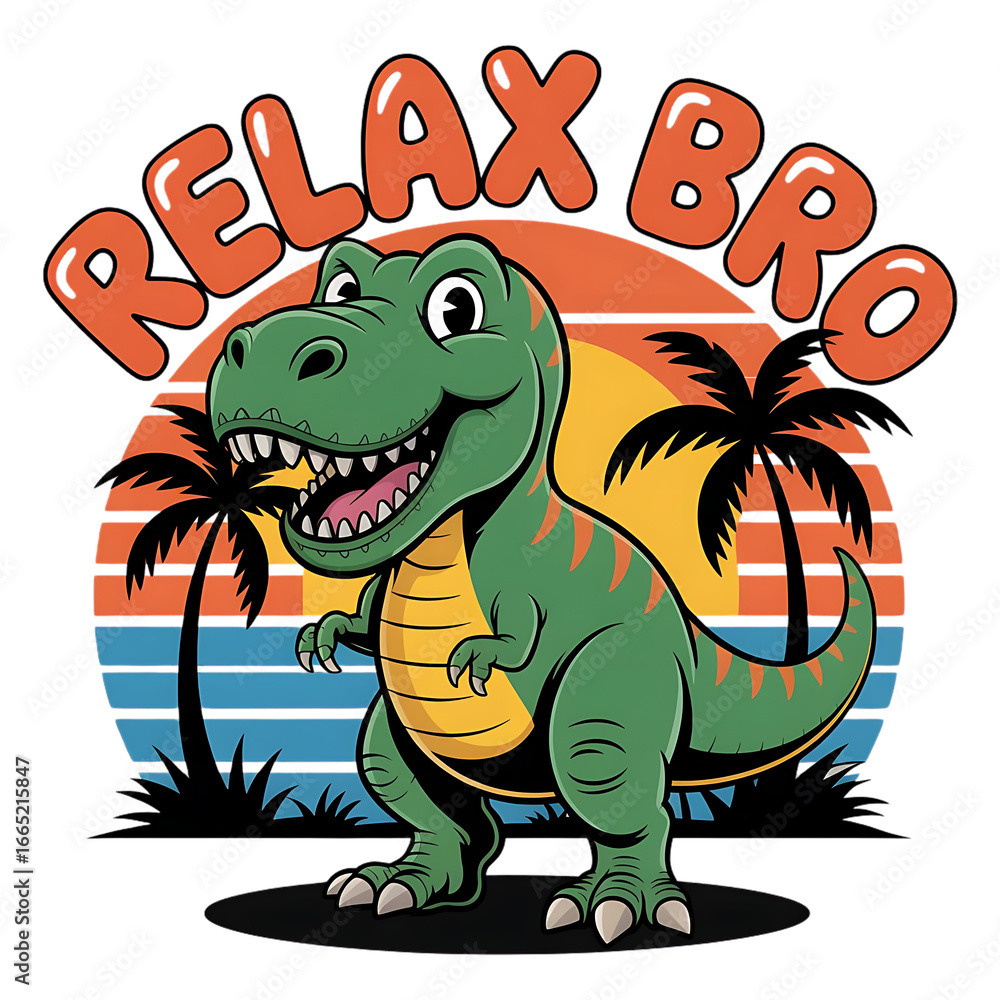 Naklejka premium Cute green baby dinosaur illustration art design of a funny cartoon reptile monster character. Perfect for t-shirt design.