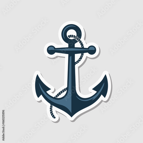 Isolated nautical anchor sticker, a classic maritime symbol with rope, perfect for adding a touch of seafaring adventure to any design project
