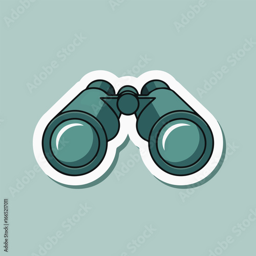A pair of binoculars sticker with a white outline, symbolizing exploration and discovery, perfect for travelthemed designs or adding a touch of adventure to any creative project
