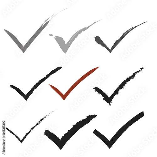 tick marks ink brush style