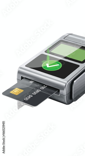 Payment terminal with card reader symbolizing secure transaction fintech and modern electronic finance