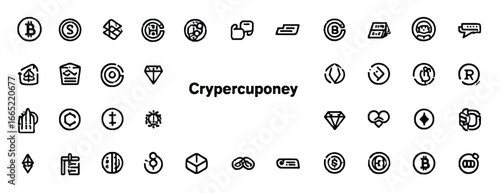Cryptocurrency Icon Set Featuring Bitcoin Ethereum and Various Altcoins representing Digital Assets and Blockchain Technology for Web and Mobile Development