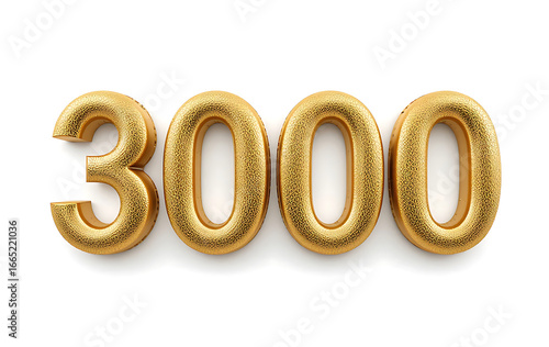 3000 number gold 3d number on white background. 3000 3d number. 3000 golden number. gold 3d numeral isolated. for marketing, sales, discounts, promotions, financial, business, banner.