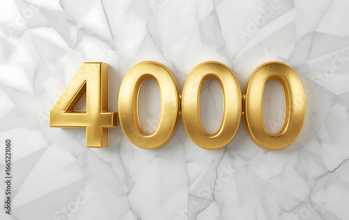 4000 number gold 3d number on white background. 4000 3d number. 4000 golden number. gold 3d numeral isolated. for marketing, sales, discounts, promotions, financial, business, banner.