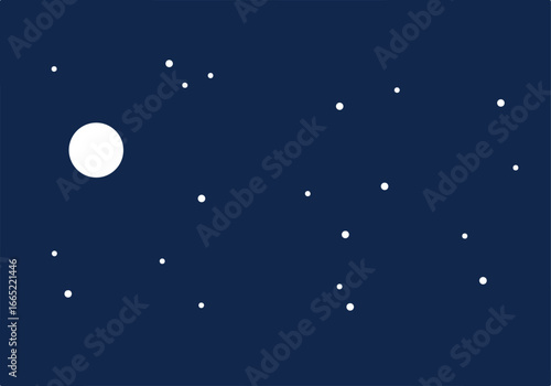 Nightly Sky a moon is showing, with distant stars twinkling. Backdrop use