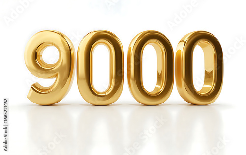 9000 number gold 3d number on white background. 9000 3d number. 9000 golden number. gold 3d numeral isolated. for marketing, sales, discounts, promotions, financial, business, banner.
