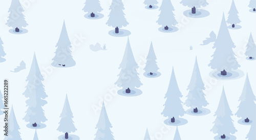 Winter trees in the forest background, for seasonal design and holiday wallpaper