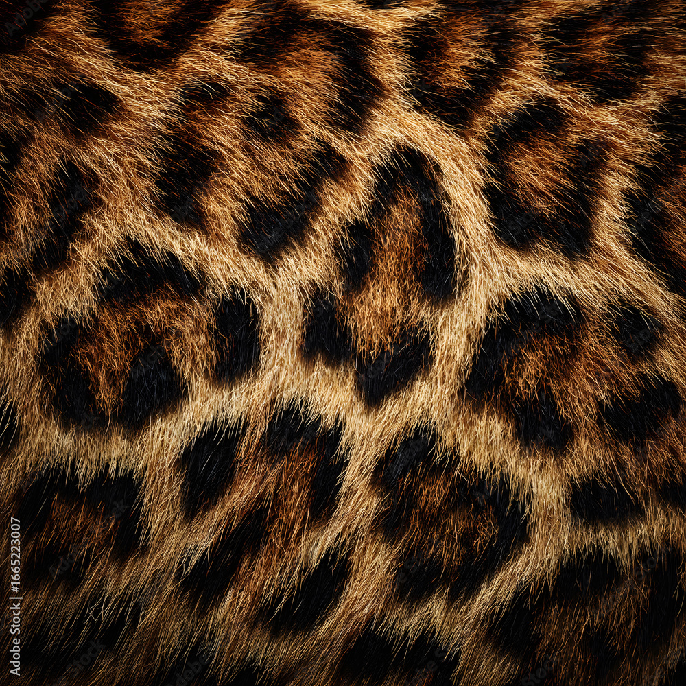 Naklejka premium Detailed Close-up of Leopard Fur Texture with Rich Colors and Patterns