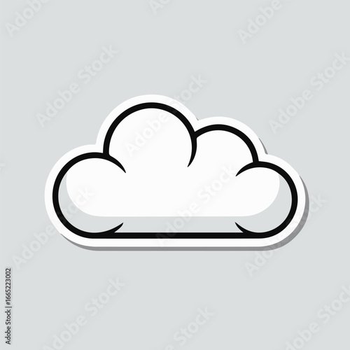 White fluffy cloud sticker with soft, airy appearance, representing weather, nature, and dreams, a peaceful symbol isolated on white background