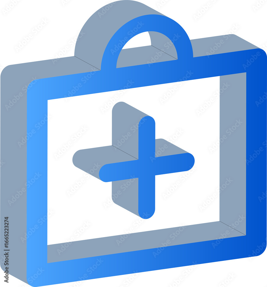 Obraz premium Blue Gradient 3D Medical Shopping Bag Icon Isolated on Transparent Background
