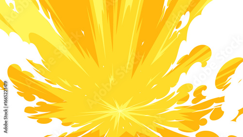 着地の衝撃の煙と衝撃の光の背景イラスト_16:9