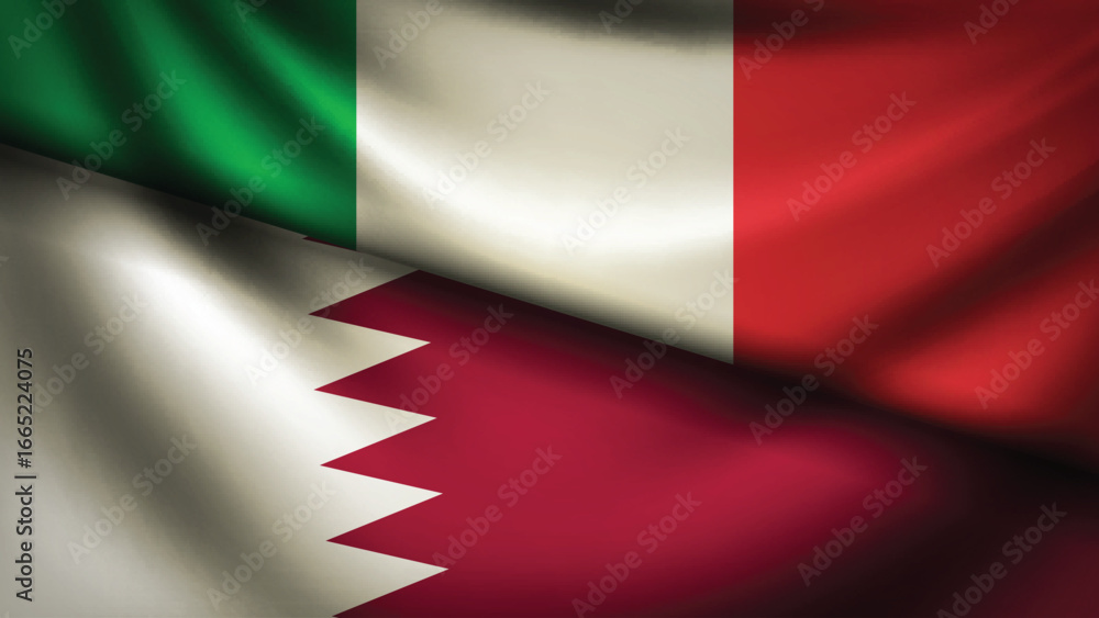 Obraz premium qatar and italy flag fusion design