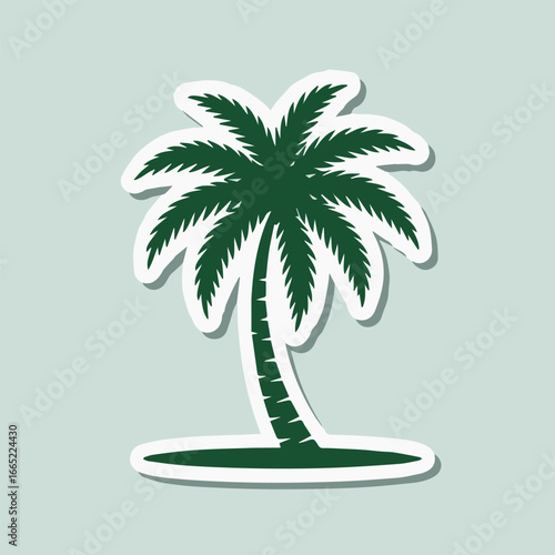 Illustration of a palm tree sticker, a tropical plant that evokes summer vacations, beach holidays, and exotic destinations, perfect for travel and naturethemed designs