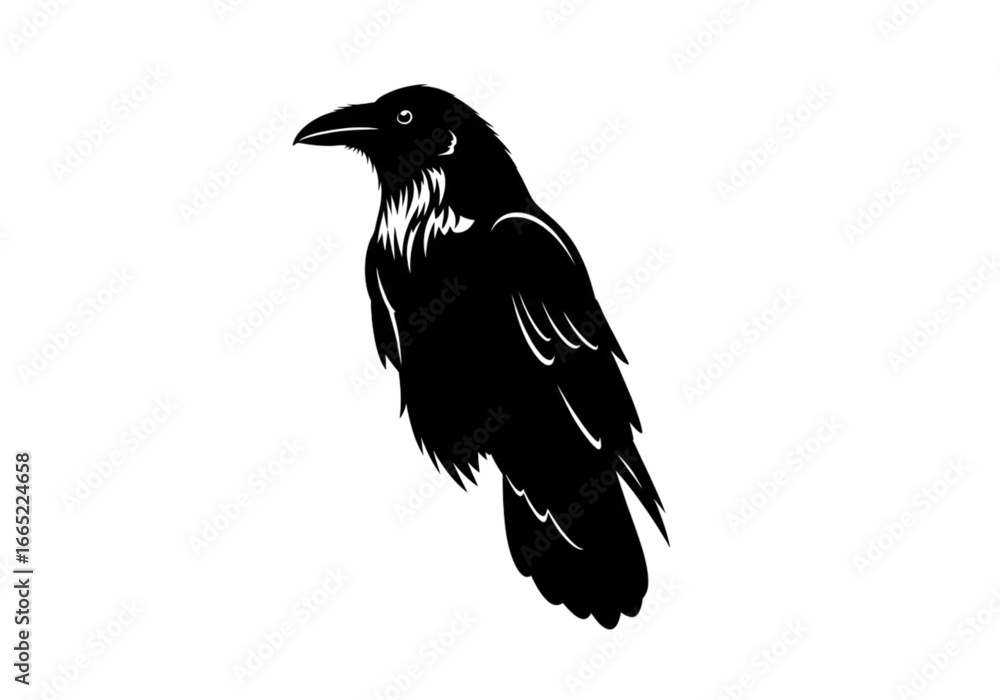 Fototapeta premium Black Raven Silhouette Vector Art Majestic Bird Symbol of Mystery and Wisdom for Design Projects