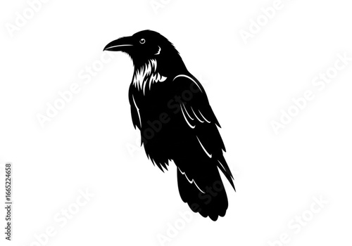 Black Raven Silhouette Vector Art Majestic Bird Symbol of Mystery and Wisdom for Design Projects
