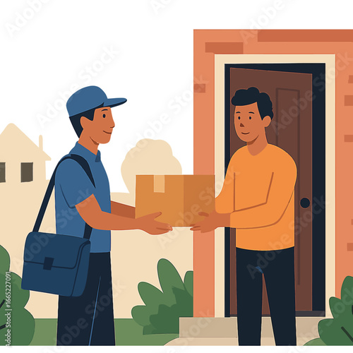 Contactless package delivery: safe and efficient home delivery service illustration