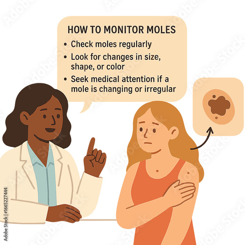 Guidelines for monitoring moles: changes in size, shape, color