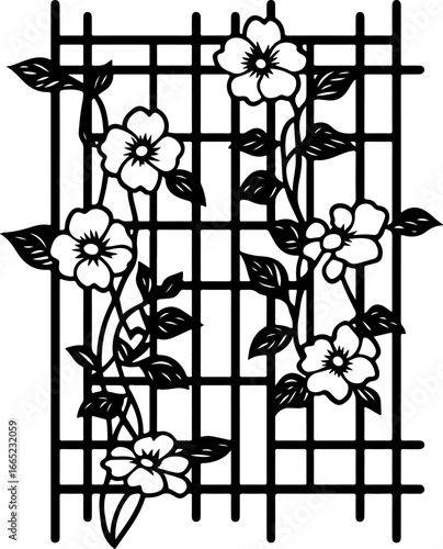 "Floral Trellis Silhouette Design" Vector Bundle