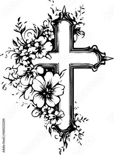 Floral Vine on Trellis  Vector  graphics art