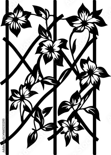 Floral Vine on Trellis  Vector  graphics art