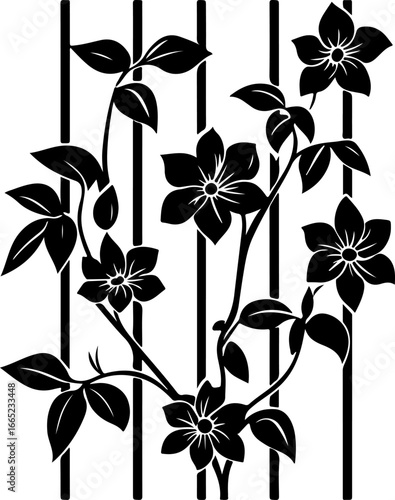Floral Vine on Trellis  Vector  graphics art