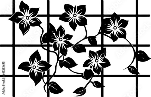 Floral Vine on Trellis  Vector  graphics art