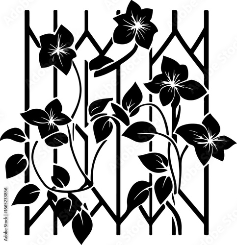 Floral Vine on Trellis  Vector  graphics art