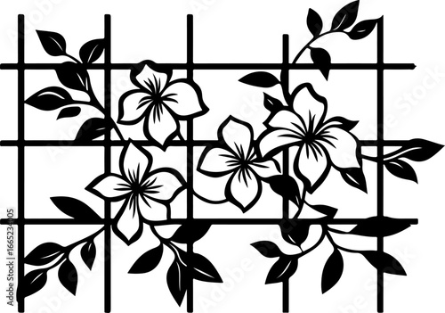 Floral Vine on Trellis  Vector  graphics art