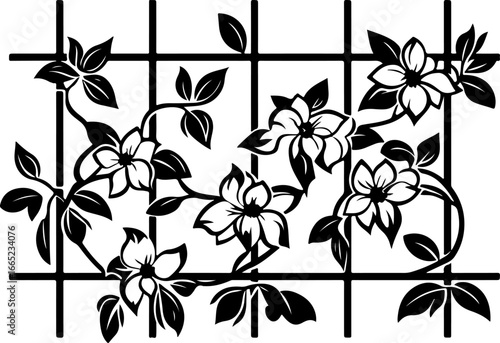 "Floral Trellis Silhouette Design" Vector Bundle