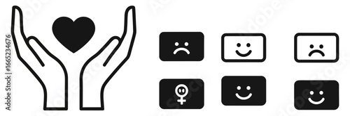 AI-Generated Illustrations  Heart, Hands, Emotions, and Gender Symbols, 0e1121.ai Inspired Design