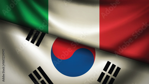 south korea and italy flag fusion design