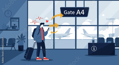 Digital nomad at the airport: staying connected while traveling with technology and love