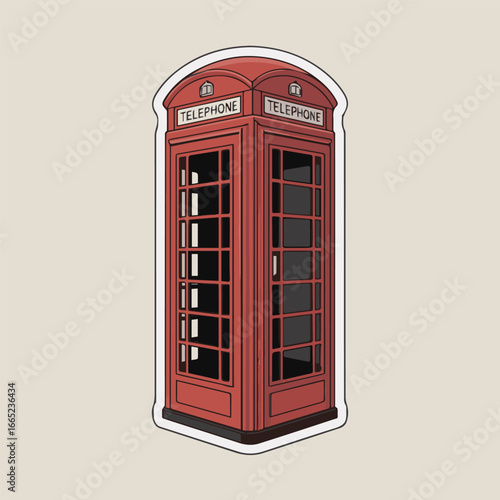 Illustration of a classic red london telephone booth, a symbol of british culture and iconic landmark, perfect for travel and design, isolated on white background