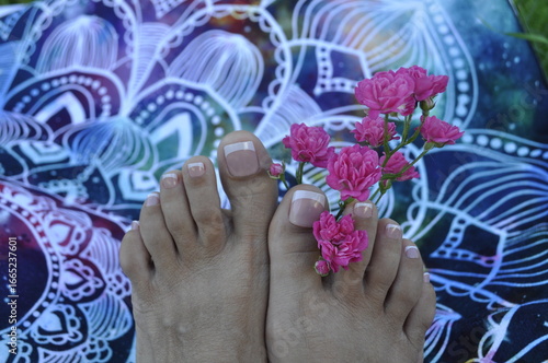 Close-Up of Woman's Feet with French Pedicure