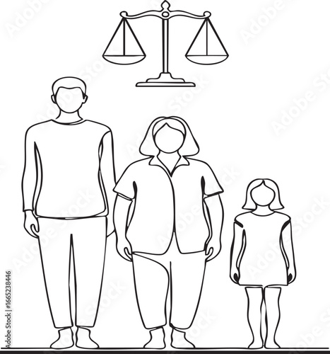 Family Justice and Equality Concept | Family Law and Social Justice Symbol | Parental and Child Rights Illustration