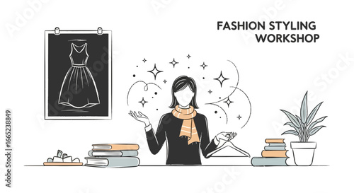 Fashion Styling Workshop with Stylist Illustration for Creative Design Concept