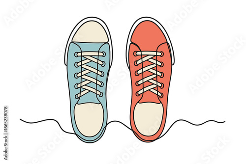 Colorful sneakers in vibrant styles on a minimalist background showcasing fashion trends