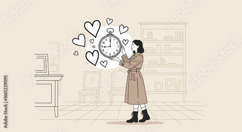 Conceptual illustration showcasing the importance of time in love and relationships