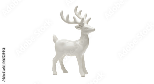 Elegant white ceramic deer figurine, perfect for modern home decor and holiday displays