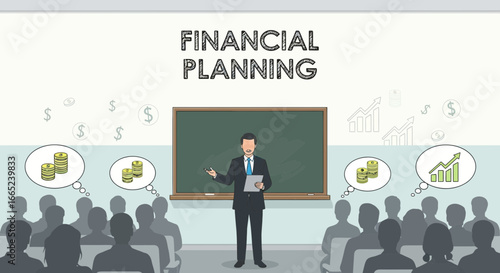 Financial planning presentation for an audience illustrating business growth strategy