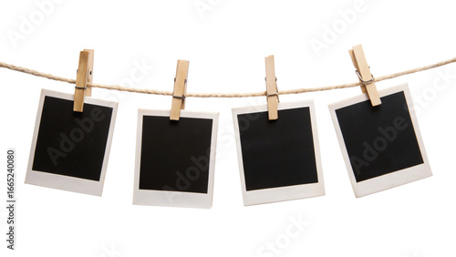 Wallpaper Mural Four Blank Instant Photo Frames Hanging on Rope – Empty Polaroid Frame PNG Torontodigital.ca
