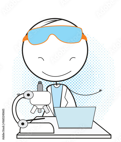 Profesor at Laboratory using Eye Glases