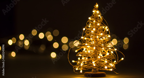 Warm glowing Christmas tree lights create festive atmosphere for holiday celebrations