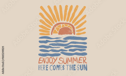 Enjoy summer. Sunshine paradise graphic print design. Beach modern abstract art. Sunshine on my mind. Summer vibes artwork.