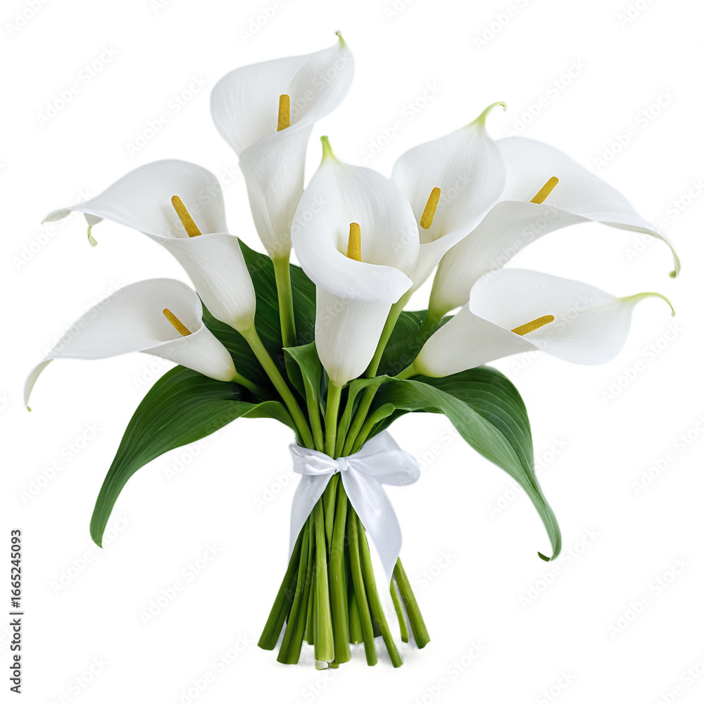 Naklejka premium Calla Lilies bouquet isolated on transparent background