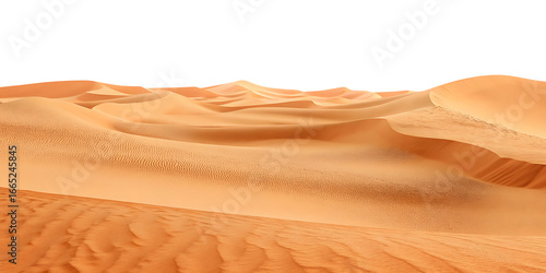 Golden sand dunes landscape isolated on a transparent background