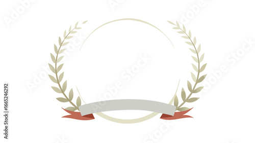 Vector wreath laurel foliage ribbon banner frame design element decorative illustration celebration award honor