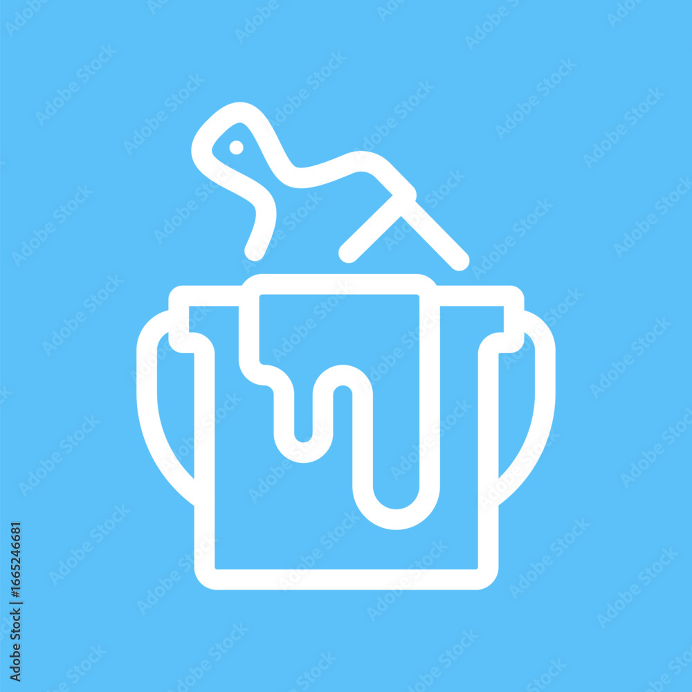 Obraz premium Painting can and brush for painting walls repair flat style simple design icon concept. Vector cartoon graphic illustration 