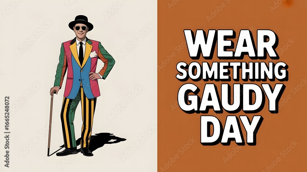 Obraz premium Make a Statement This Wear Something Gaudy Day with Bright Colors, Crazy Clothes, and Fun Accessories That Turn Heads Everywhere
