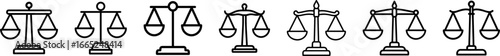 Balance scale with two pans outline vector